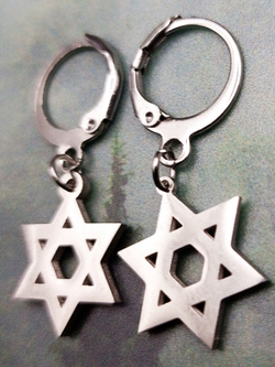 Серьги кольца Звезда Давида