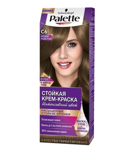 Palette Крем-краска для волос, стойкая, тон №C6, Холодный средне-русый, 110 мл