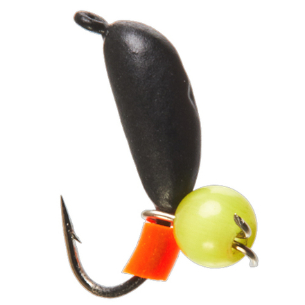 Мормышка вольфрамовая Lucky John БАНАН рижский с петелькой и бисером кошачий глаз 050/Yellow