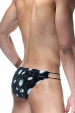 Черные трусы-слипы с голографическими элементами и нитяным бочком (Размер: L) (Цвет: черный)