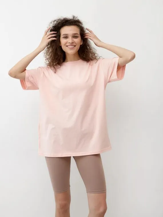 Футболка женская MINAKU: Оversize, цвет персиковый, р-р 54