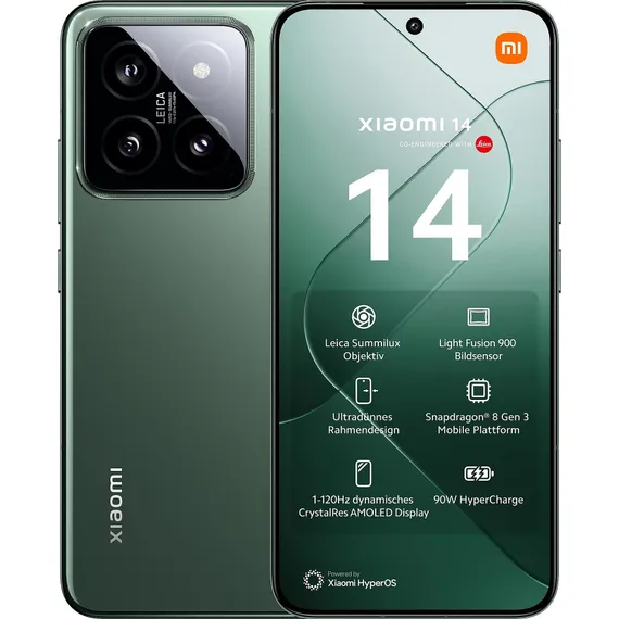 Смартфон Xiaomi 14 16 ГБ | 1024 ГБ («Зеленый» | Jade Green) (версия Global)