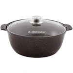 Кастрюля-жаровня 5л диаметром 28см со стеклянной крышкой, АП (кофейный мрамор)