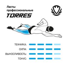 Ласты для бассейна профессиональные TORRES F03, SWF032404GR, р.EU 44-45 (XL), серо-черный