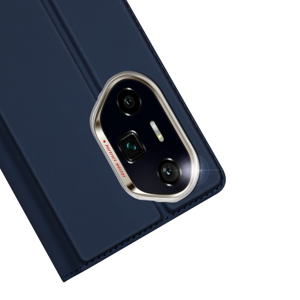 Чехол книжка из кожи синего цвета для Honor 300 Pro и 300 Ultra, серия Skin Pro Series от Dux Ducis