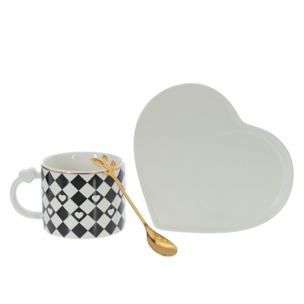 GAEM Кружка с блюдцем и ложкой, 220 мл, L16 W14 H7,5 см, 4в.