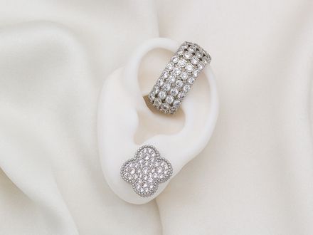 Серьги-гвоздики "Клевер" 19мм, со стразами