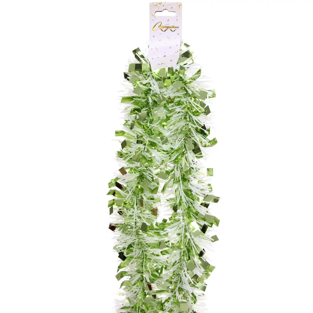 Мишура «Блеск» 2 м 9 см, Зеленый/Белый