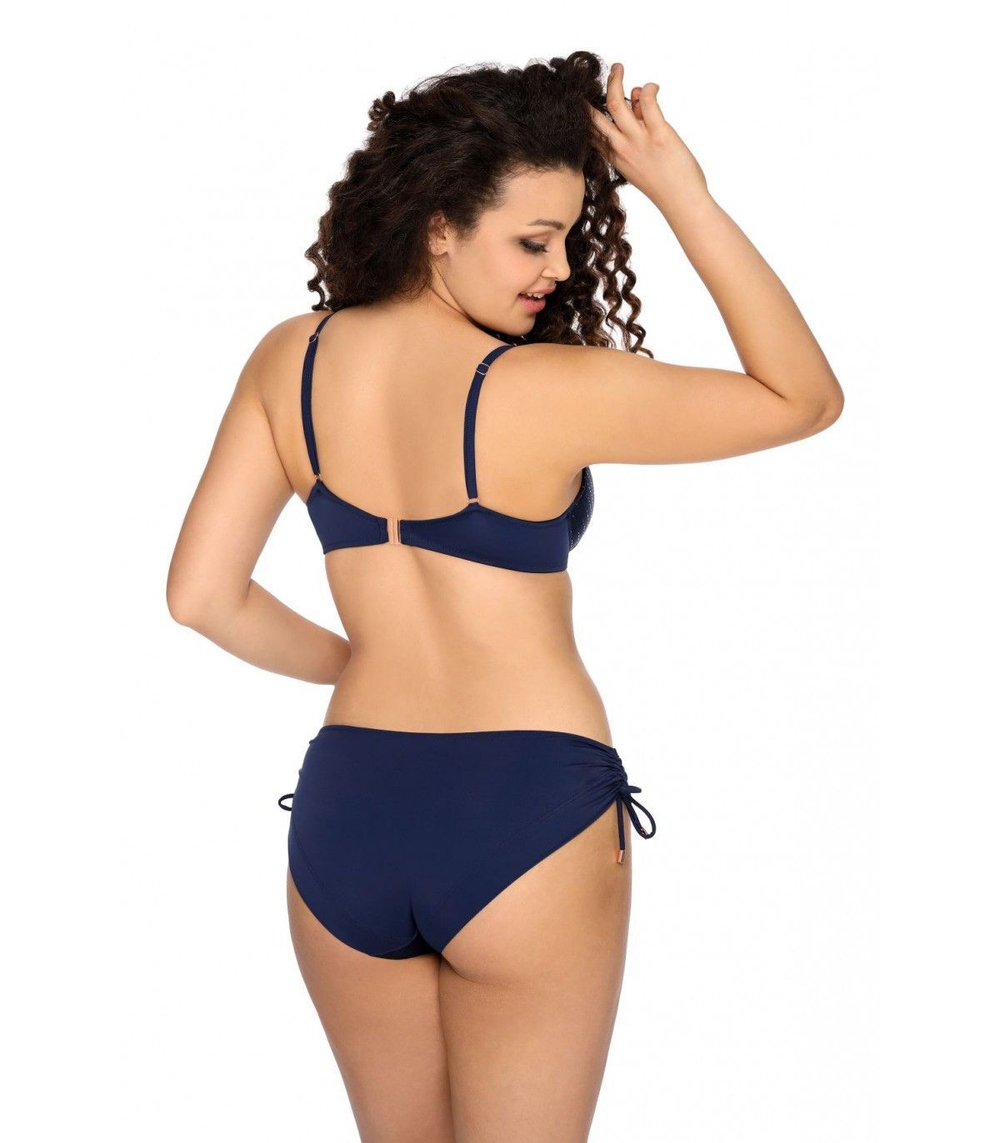 Купальный лиф со вставками из ткани с медным отливом (Размер: 100D) (Цвет: темно-синий)