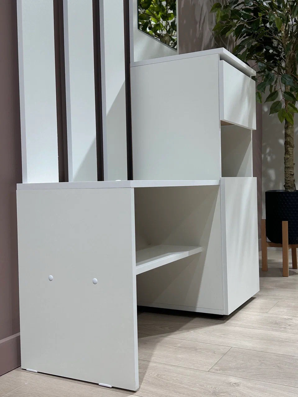 Вешалка с зеркалом «Денвер» Белая