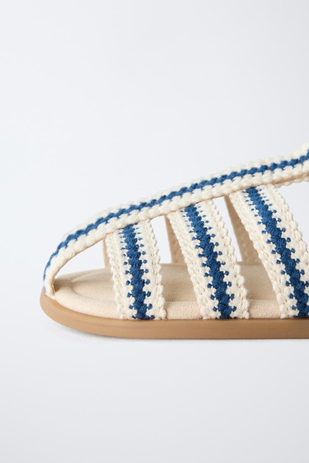 ZARA САНДАЛИИ ИЗ ХЛОПКА, СИНИЙ