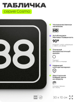 Табличка с номером помещения "Помещение №88", номер на дверь, 30 х 10 см, серия COSMO, черная, Айдентика Технолоджи