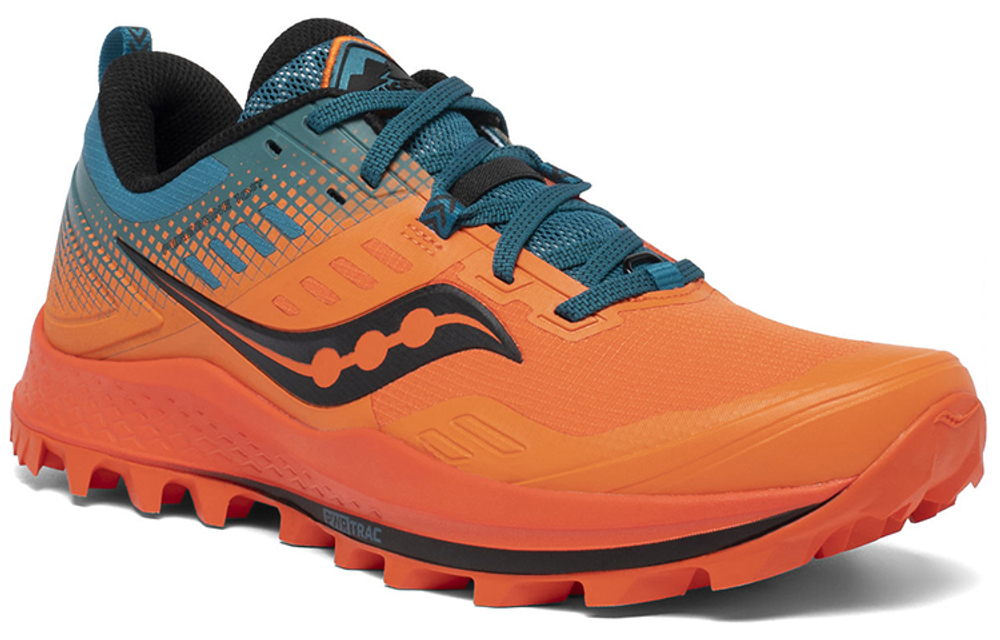 Saucony PEREGRINE 10 ST Peregrine falcon mesh cushioning off-road shock absorption non-slip wear-resistant lightweight low-top running shoes men's orange blue