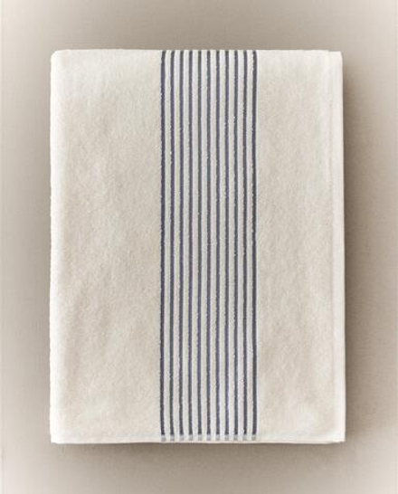 Zara Home Полотенце для лица и рук из хлопка, синий, в полоску · 7549/013
