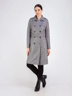 Тренч длинный кожаный с поясом плащ на весну