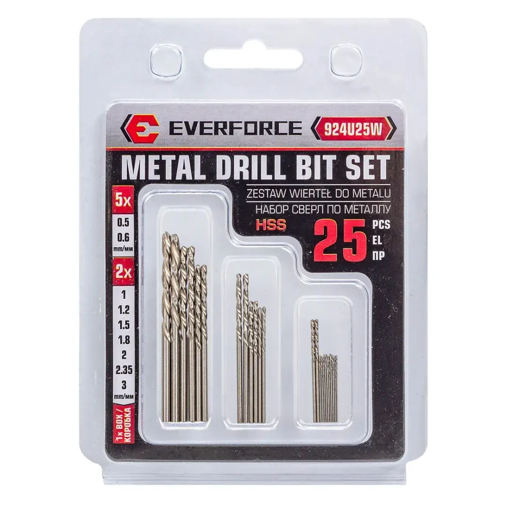 Сверла по металлу, набор 25пр. EVERFORCE EF-924U25W
