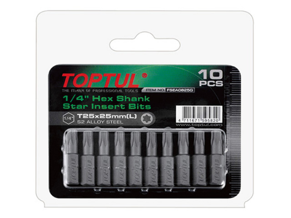 Насадка TORX T25*25 1/4" 10шт блистер TOPTUL (FSEA0825G)