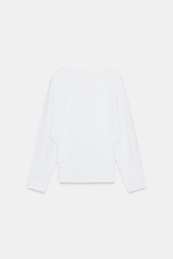 ZARA ФУТБОЛКА ИЗ ПЛОТНОГО ХЛОПКА С ДЛИННЫМИ РУКАВАМИ, БЕЛЫЙ