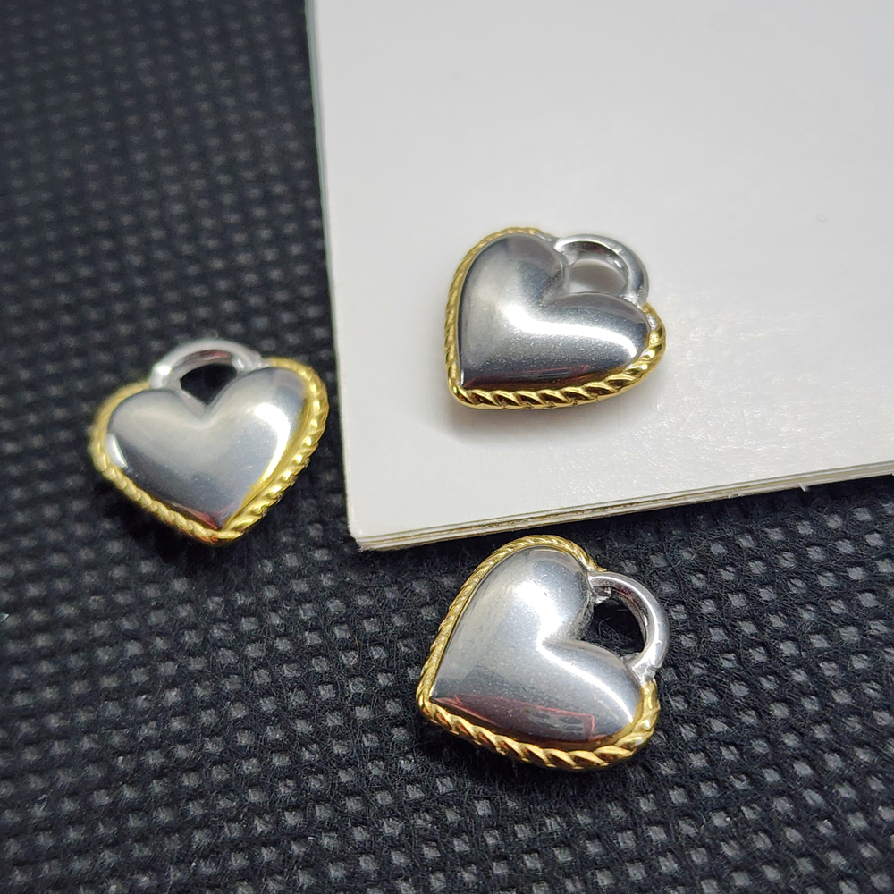 Подвеска сердце, сталь, 2я позолота, премиальная фурнитура