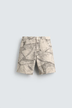 ZARA ШОРТЫ BAGGY FIT С ПРИНТОМ «ДЕРЕВЬЯ», С ПРИНТОМ