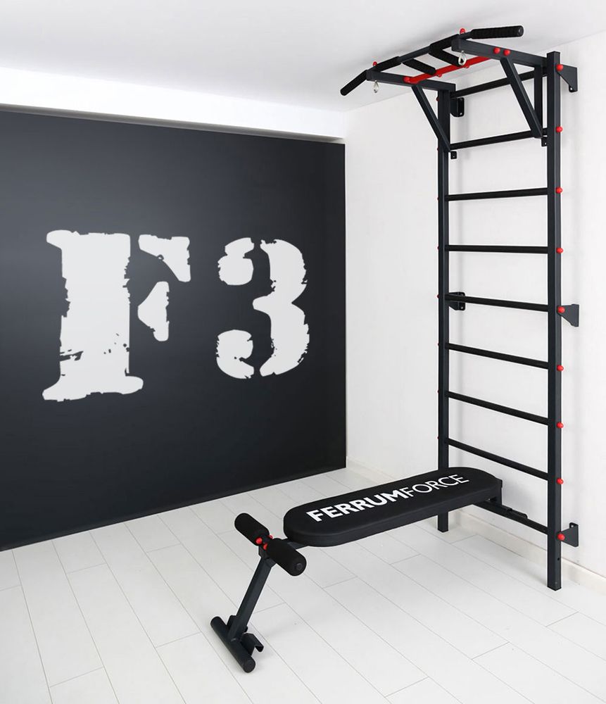 Шведская стенка Ferrum Force, турник Классик, черно-красный (F3)