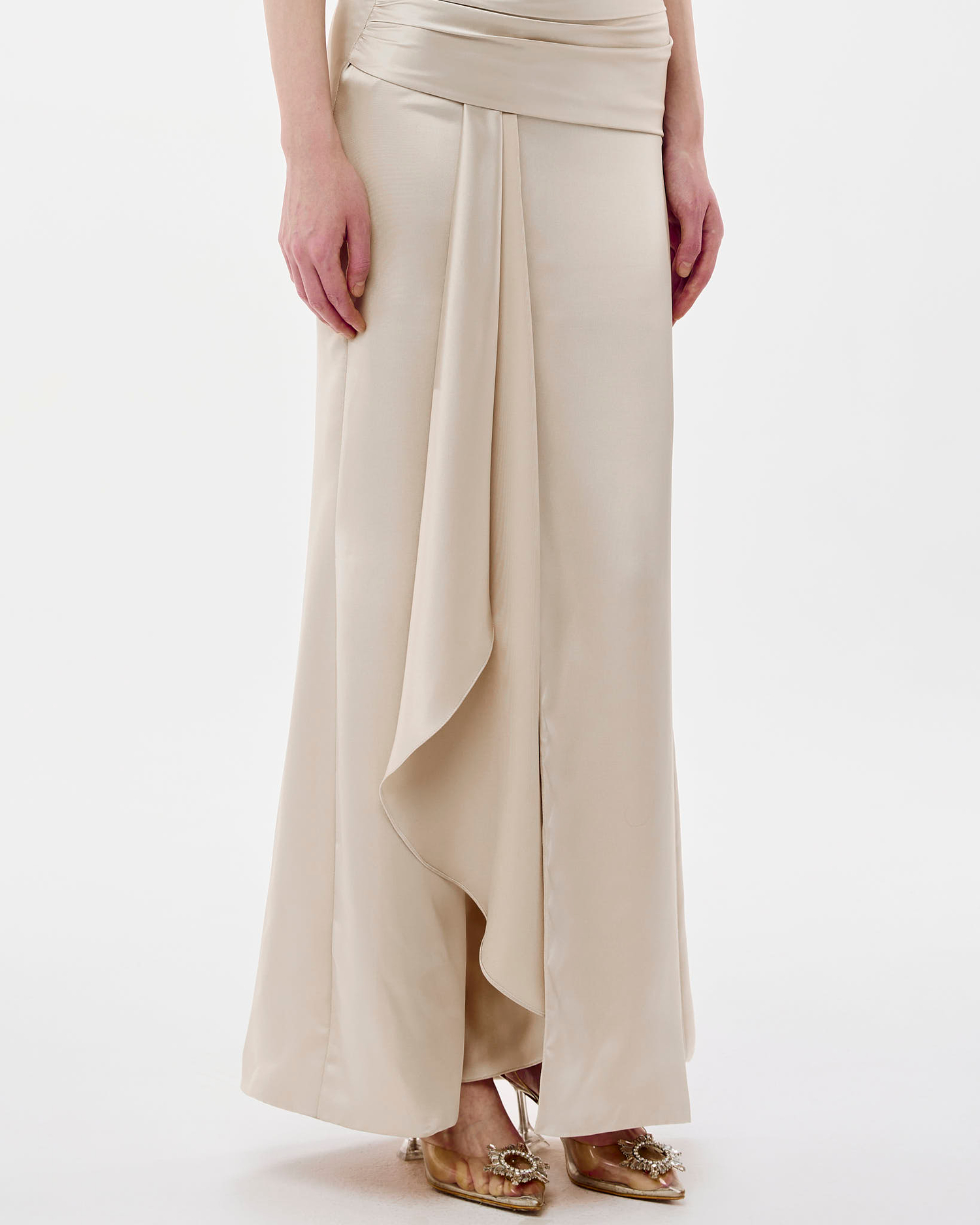 Платье золото - беж с драппировкой