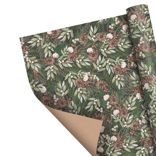 Бумага упаковочная крафтовая "Шишки"