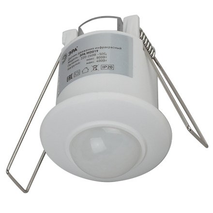 Датчик движения ЭРА MD 019 белый 1200 Вт 360° 6М IP20