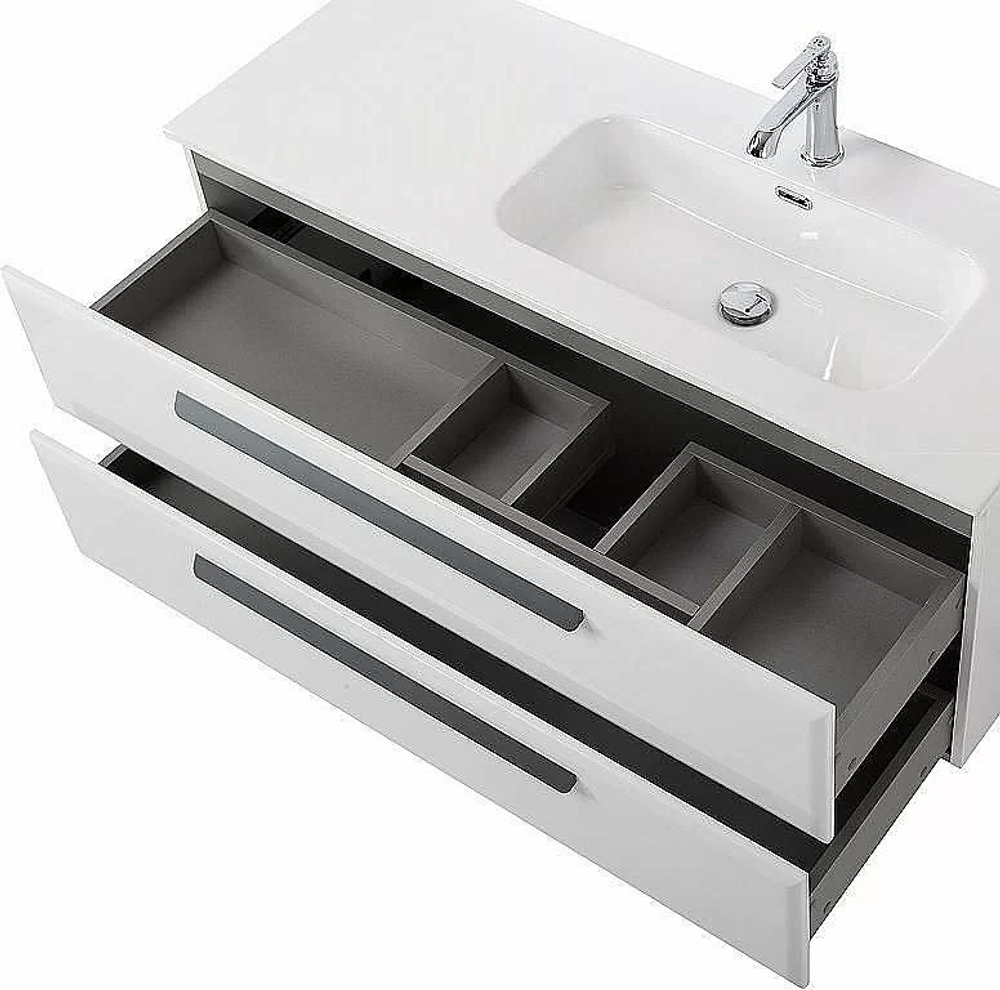 Тумба с раковиной Cezares ECO-CER-N 120 ECO-CER-N-1200-2C-SO-BL белая глянцевая левая/правая
