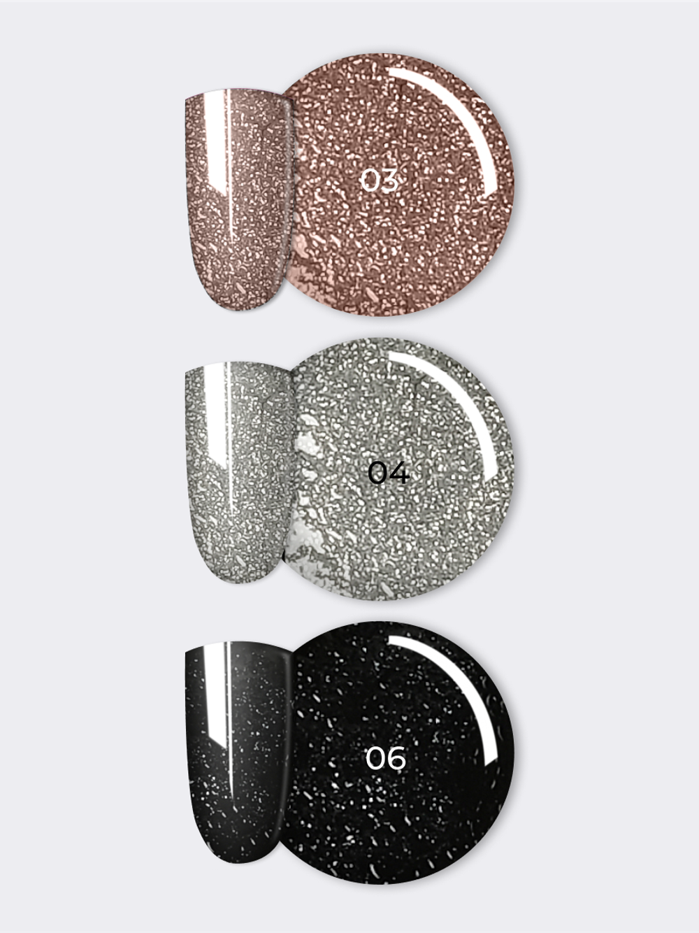 NR Solid Gel Mix Твердые гель-лаки Palette 02 (flash 06, flash 04, flash 03), 3х5г