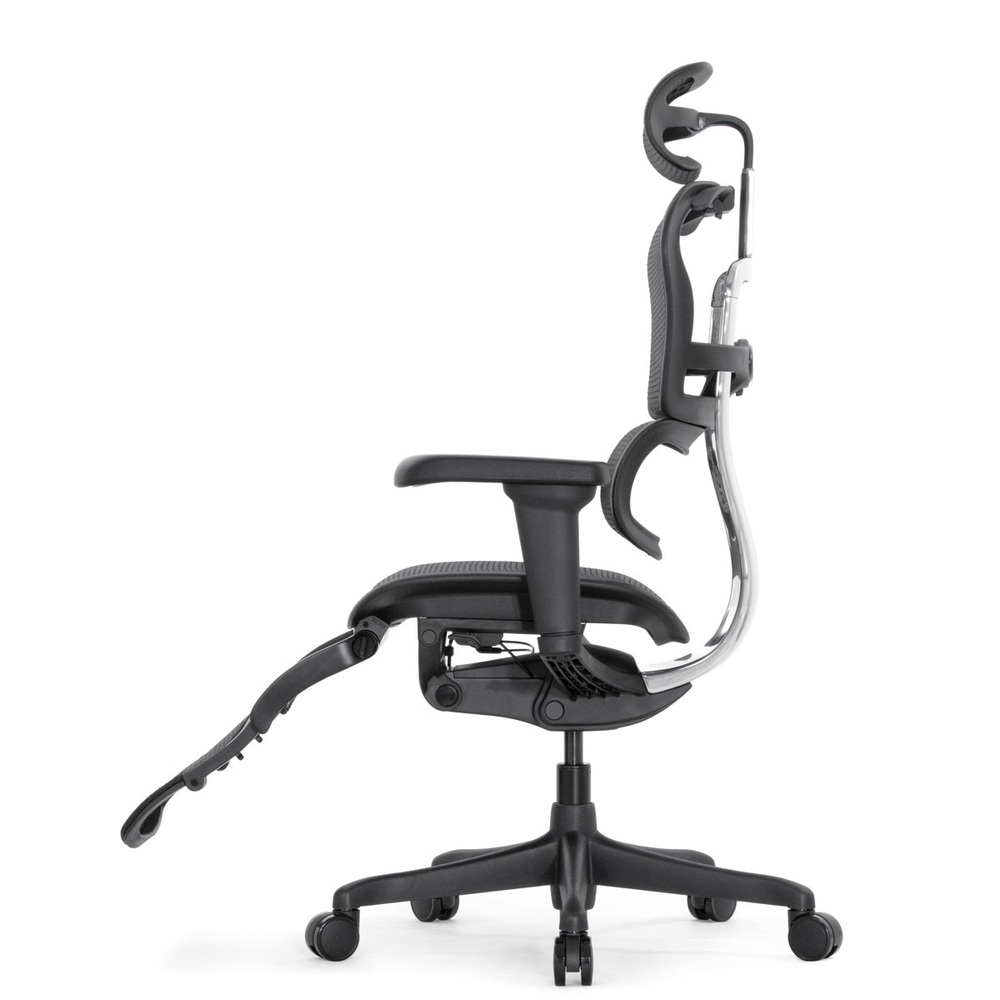 Кресло FALTO Ergohuman Ultra с подножкой ( чёрный каркас /сетка чёрный T-168-B1 Black )
