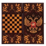 Набор шашки и нарды "Державные" в деревянном коробе, средние SA-DZ-M