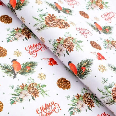 Бумага упаковочная глянцевая двусторонняя «С Новым годом», 70×100 см