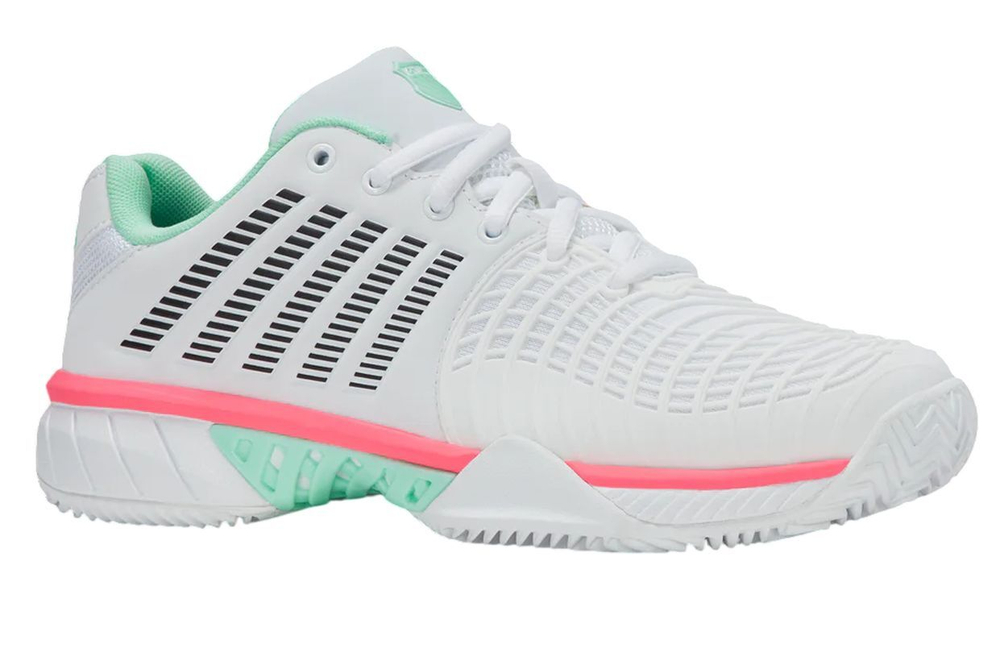 Женские Кроссовки теннисные K-Swiss Express Light 3 Clay - white/neon mint/neon pastel pink