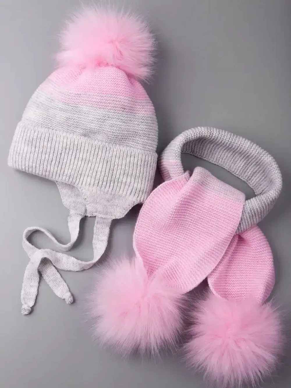 Шапка для девочки зимняя вязаная и шарф