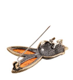 AM-2088 Брошь «Зайчик Плэй-бой» (латунь, янтарь)