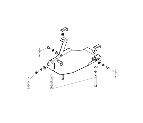 Защита стальная 2 мм зад. дифференциала для Hyundai Santa Fe 2018-2020, KIA Sorento Prime 2015-2020 Motodor.00943