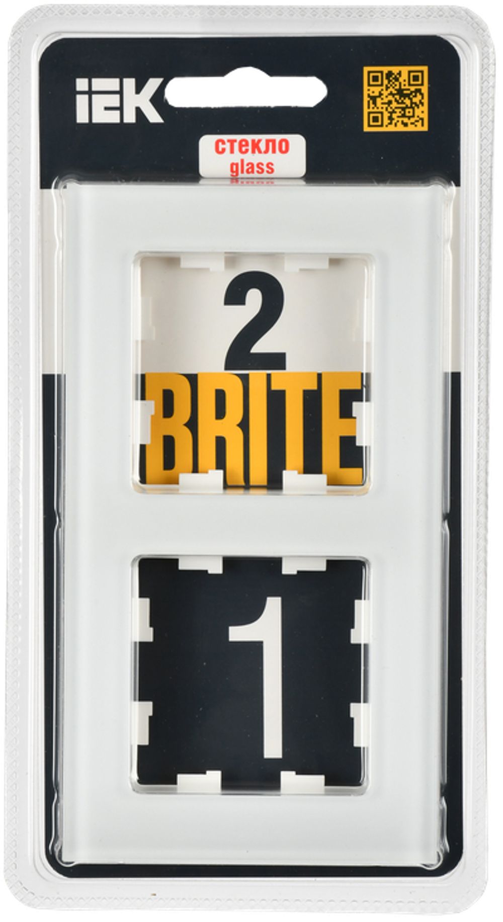BRITE Рамка 2-местная РУ-2-2-Бр стекло белый матовый IEK