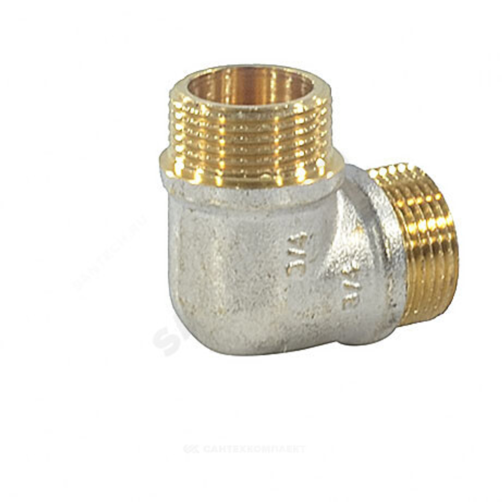 Угольник латунь никель реборда Ду 15 (1/2") НР/НР 9005 ГОСТ 32585-2013 Aquasfera 9005-01
