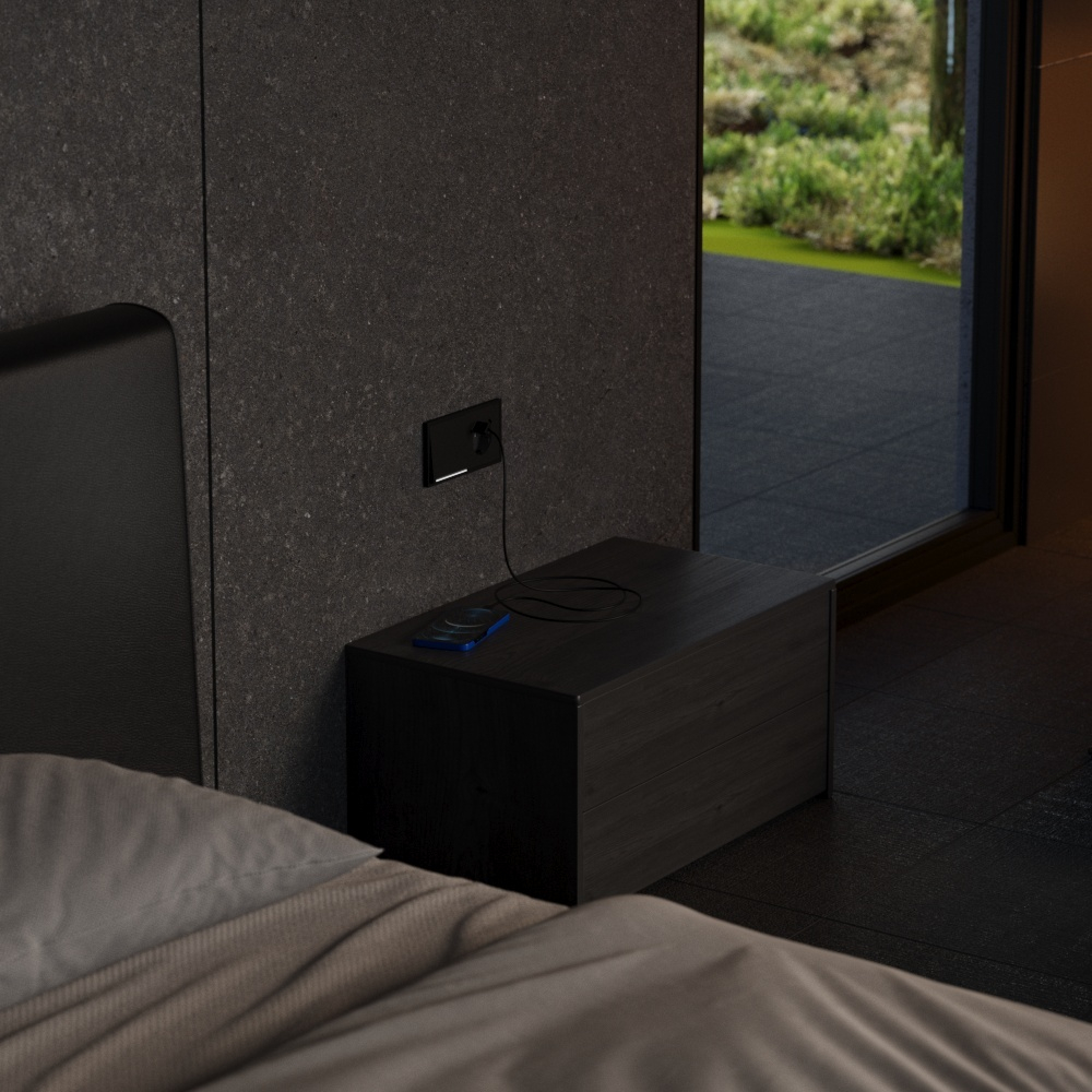 Накладка для розетки с заземлением и защитными шторками, с USB A+C, S70 Metal (антрацит)