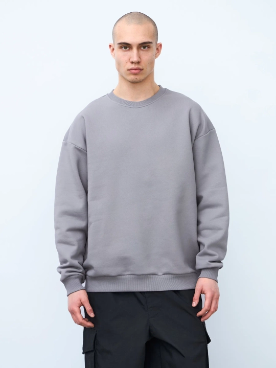 Свитшот оверсайз, с начесом (серый)