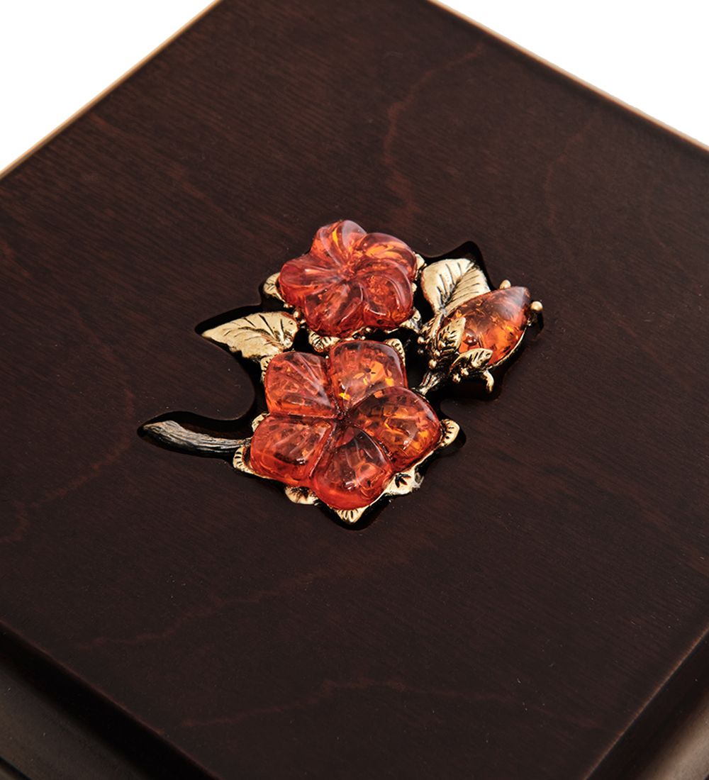 GAEM Art JW-07/03 Шкатулка дер. с украшением «Цветы» 13х13 см