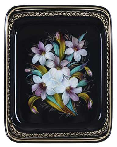 Жостовский поднос декоративный, размер 33х26 см (A13), металлический