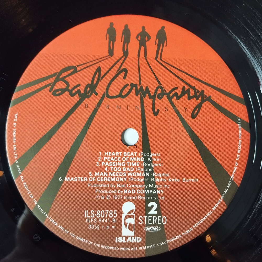 Винтажная виниловая пластинка LP Bad Company Burnin Sky (Japan 1977) (Obi Copy) (Sticker)