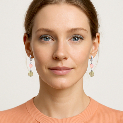 Серьги с кораллом и кварцем