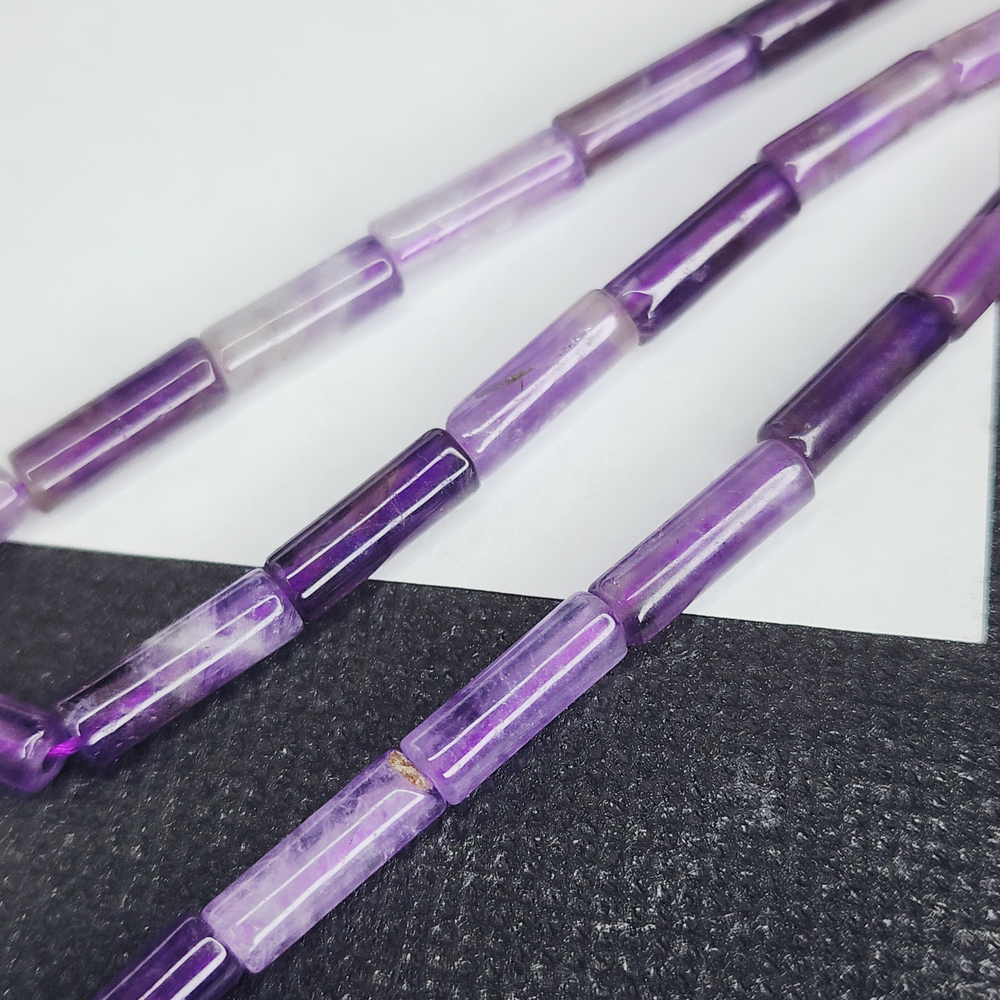 Аметист натуральный, бусина трубочка, цилиндр, р-р 13×4мм, штучно