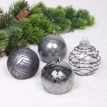 Новогодние шары «Волшебство ночи» 8 см (набор 12 шт), Графит