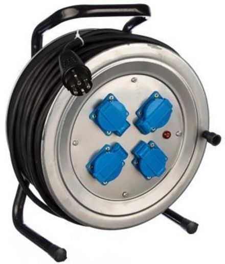 Удлинитель ТМ Союз сил. на металл. катушке с 4 гн. 4000 Вт з/к КГ IP-44 30м