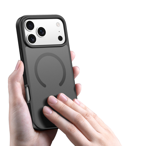 Прозрачный матовый чехол с черными рамками и с MagSafe от Dux Ducis для iPhone 17 Pro, серия Yind Series (Open Ring Version)
