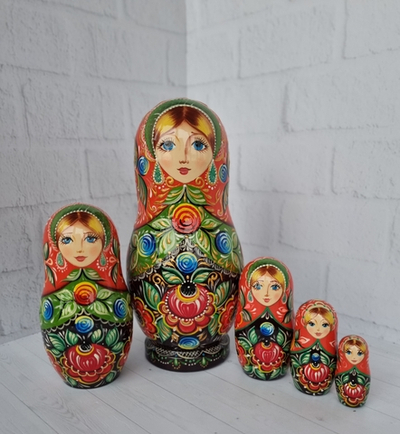 Матрёшка цветочная 21см 5мест